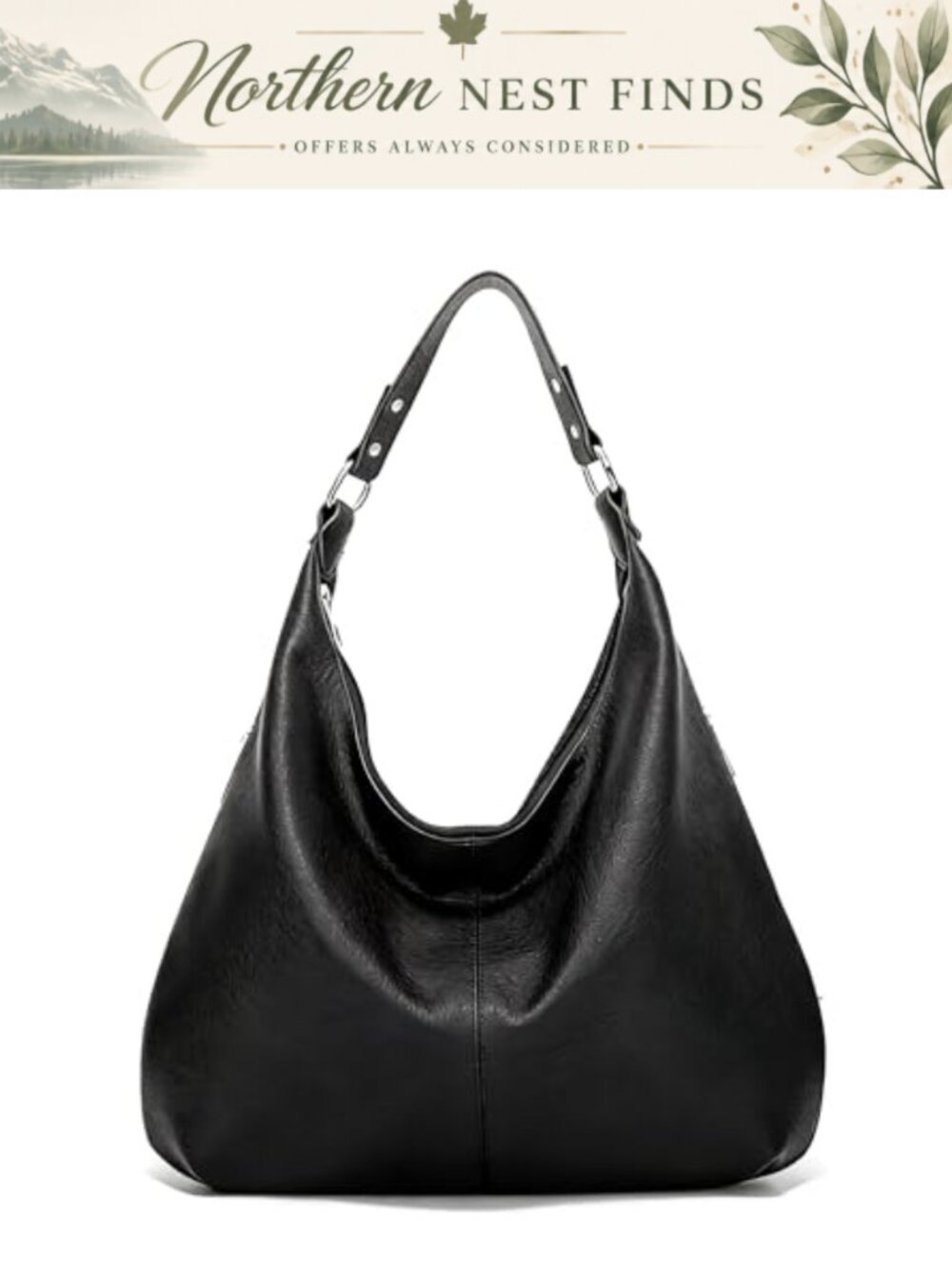 Soft PU Leather Slouchy Hobo Shoulder Bag with Zipper